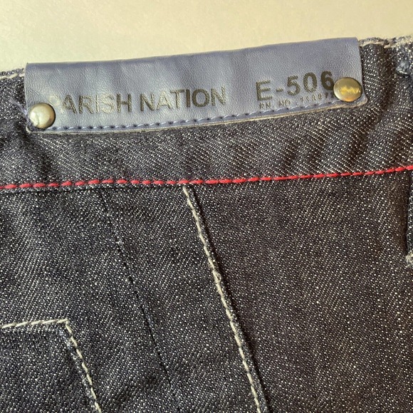 Parish Nation E 506 Baggy Jean Denim Shorts Men's 44 Red Button Fly Relaxed Fit - Picture 9 of 13